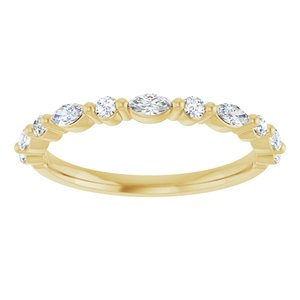14K Yellow Gold Marquise 3.5 X 1.75 Mm Natural Standard Diamond Polished 1/3 Ctw Natural Diamond Anniversary Band Size 7