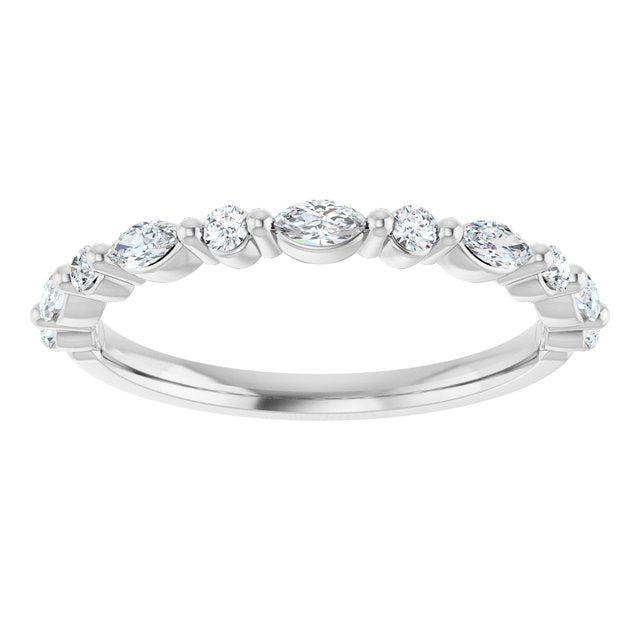 14K White Or Rose Gold Marquise Polished Natural Diamond Anniversary Band