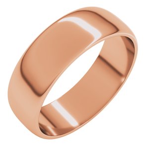 10K Rose Gold 6 Mm Standard Lightweight Half Round Light Band