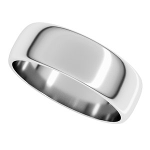 14K White Gold Or Stering Silver Lightweight Half Round Band