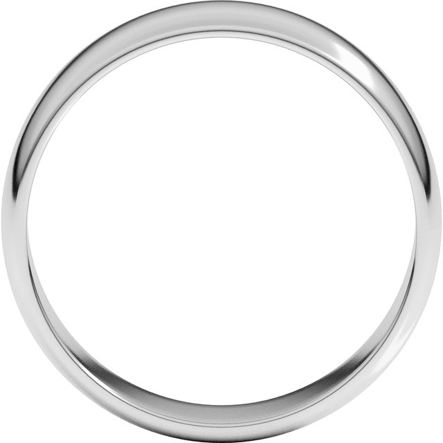 14K Yellow Or White Or Rose Gold Or Sterling Silver Or Platinum Or Palladium Lightweight Standard Fit Half Round Band