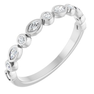 14K White Gold Lab-Grown Diamond Marquise 3 X 1.5 Mm Lab-Grown Diamond Polished 1/5 Ctw Lab-Grown Diamond Anniversary Band Size 7
