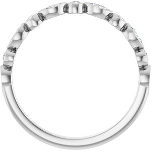 14K White Gold Lab-Grown Diamond Marquise 3 X 1.5 Mm Lab-Grown Diamond Polished 1/5 Ctw Lab-Grown Diamond Anniversary Band Size 7