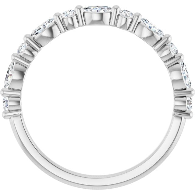 14K White Or Rose Gold Marquise Polished Natural Diamond Anniversary Band