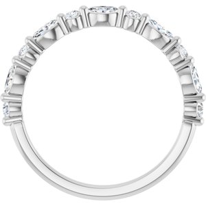 14K White Gold Marquise 3.5 X 1.75 Mm Lab-Grown Standard Diamond Polished 1/3 Ctw Lab-Grown Diamond Anniversary Band Size 7