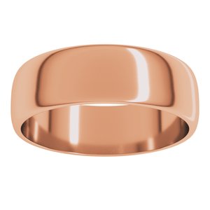 10K Rose Gold 6 Mm Standard Lightweight Half Round Light Band