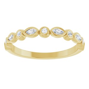 14K Yellow Gold Lab-Grown Diamond Marquise 3 X 1.5 Mm Lab-Grown Diamond Polished 1/5 Ctw Lab-Grown Diamond Anniversary Band Size 7