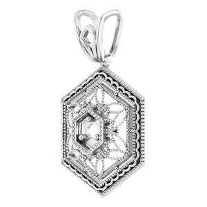 14K White Gold Round 1.9Mm Filigree Pendant Mounting