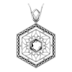 14K White Gold Round 1.9Mm Filigree Pendant Mounting