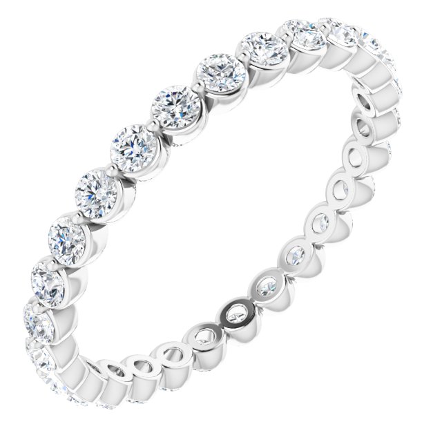 14K White Gold Round 2 Mm Vs, F+ Polished 3/4 Ctw Lab-Grown Diamond Eternity Band, Size 5.5