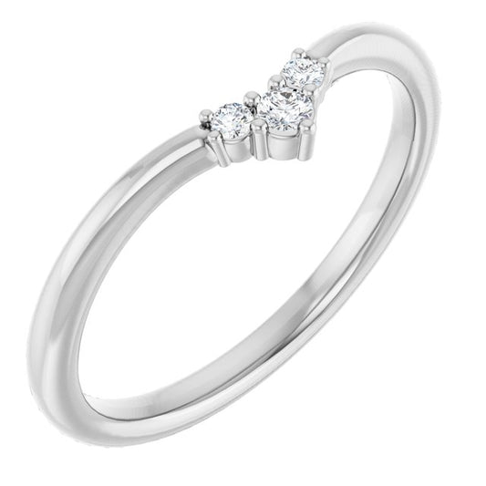 14K Yellow Or White Or Rose Gold Or Platinum Round 2 Mm Polished .06 Ctw Natural Diamond Contour Band