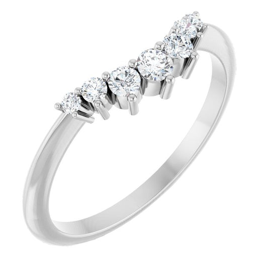 14K Yellow Or White Or Rose Gold Or Platinum Round Polished Natural Diamond Contour Band