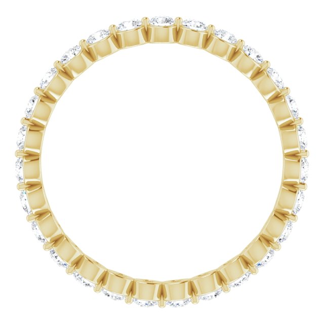 14K Yellow Gold Round 2 Mm Vs, F+ Polished 3/4 Ctw Lab-Grown Diamond Eternity Band, Size 6.5