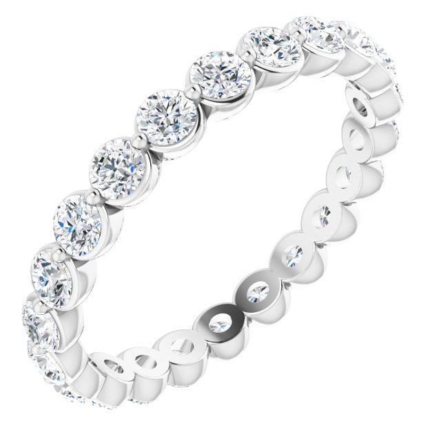 Platinum Round 2.5 Mm Vs, F+ Polished 1 1/4 Ctw Lab-Grown Diamond Eternity Band, Size 6