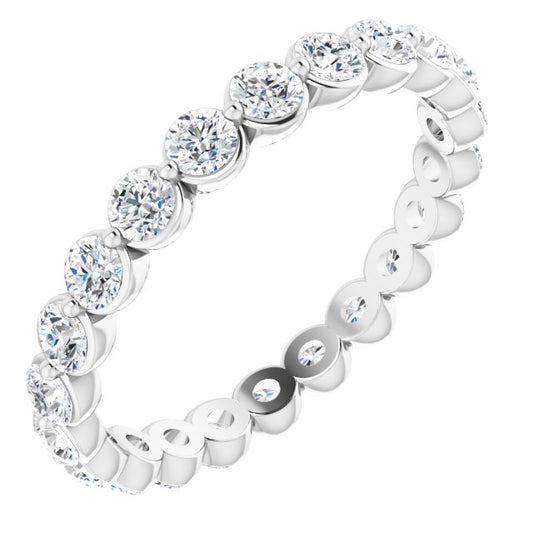 Platinum Round 2.5 Mm Vs, F+ Polished 1 1/4 Ctw Lab-Grown Diamond Eternity Band, Size 6