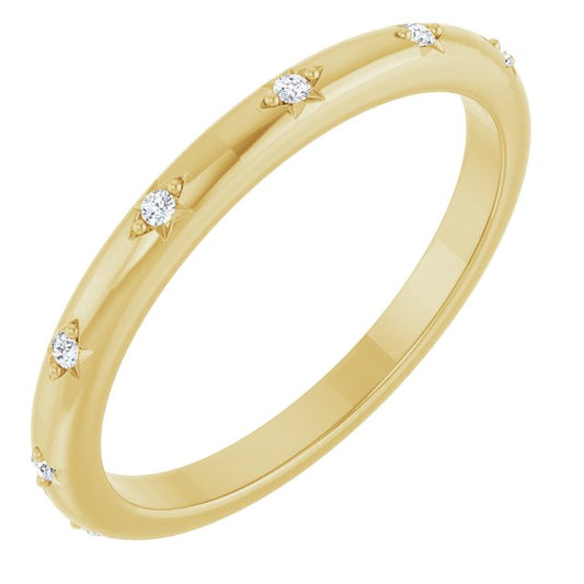 14K Yellow Or White Gold Round 1.1 Mm Si2-Si3, G-H Polished .06 Ctw Natural Diamond Eternity Band, Size 7