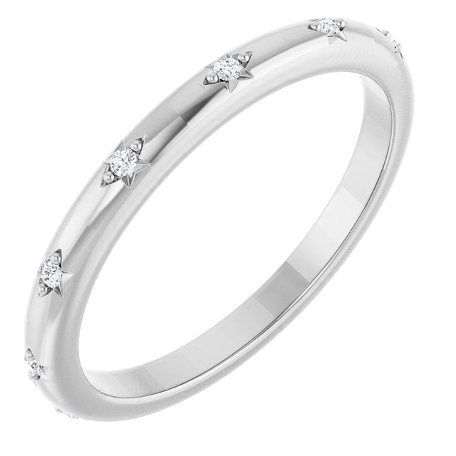 14K Yellow Or White Gold Round 1.1 Mm Si2-Si3, G-H Polished .06 Ctw Natural Diamond Eternity Band, Size 7