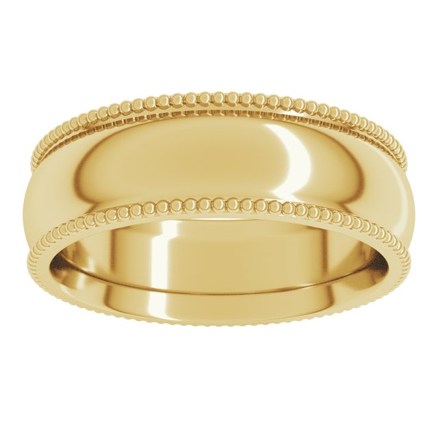 14K Yellow Or White Or Rose Gold Or Sterling Silver Or Platinum Standard Weight Bead Comfort-Fit Half Round Band