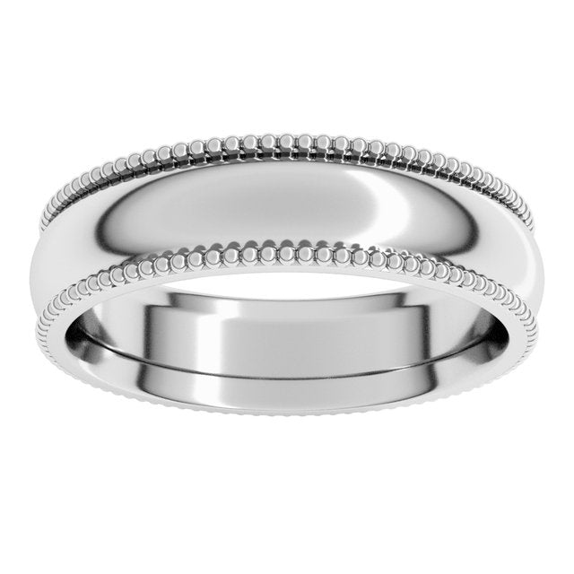 14K Yellow Or White Or Rose Gold Or Sterling Silver Or Platinum Standard Weight Bead Comfort-Fit Half Round Band