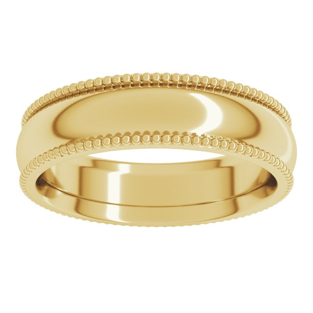 14K Yellow Or White Or Rose Gold Or Sterling Silver Or Platinum Standard Weight Bead Comfort-Fit Half Round Band