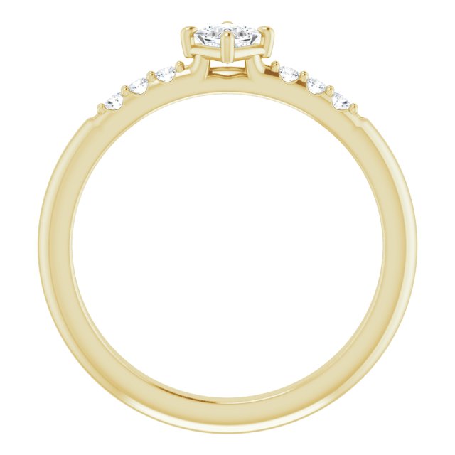 14K Yellow Gold Square 3 X 3 Mm Polished 1/4 Ctw Natural Diamond Stackable Ring, Size 7