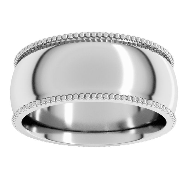 14K Yellow Or White Or Rose Gold Or Sterling Silver Or Platinum Standard Weight Bead Comfort-Fit Half Round Band