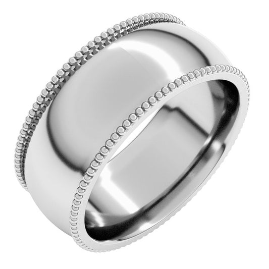 14K Yellow Or White Or Rose Gold Or Sterling Silver Or Platinum Standard Weight Bead Comfort-Fit Half Round Band
