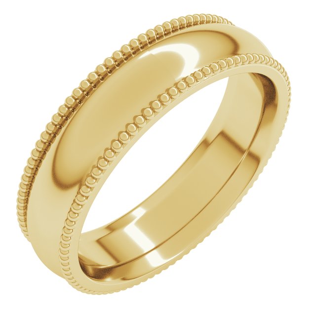 14K Yellow Or White Or Rose Gold Or Sterling Silver Or Platinum Standard Weight Bead Comfort-Fit Half Round Band