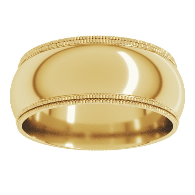 14K Yellow Or White Or Rose Gold Or Platinum Standard Double Milgrain Comfort-Fit Half Round Band