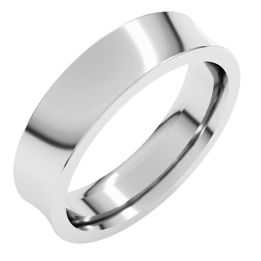 14K Yellow Or White Gold Or Sterling Silver Or Platinum Standard Weight Concave Comfort Fit Band