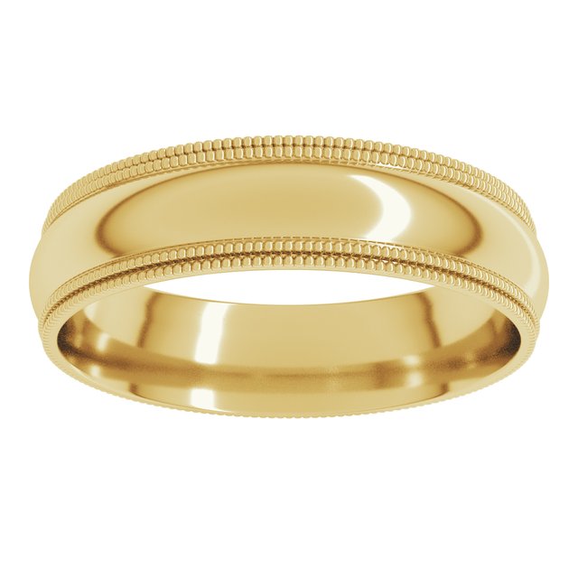 14K Yellow Or White Or Rose Gold Or Platinum Standard Double Milgrain Comfort-Fit Half Round Band