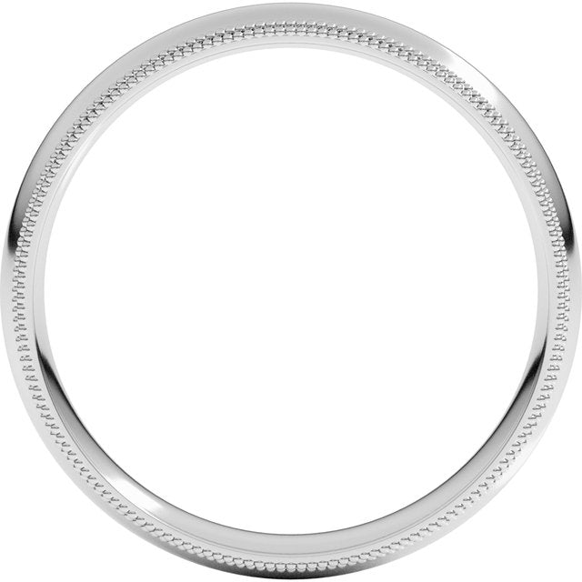 14K Yellow Or White Or Rose Gold Or Platinum Standard Double Milgrain Comfort-Fit Half Round Band