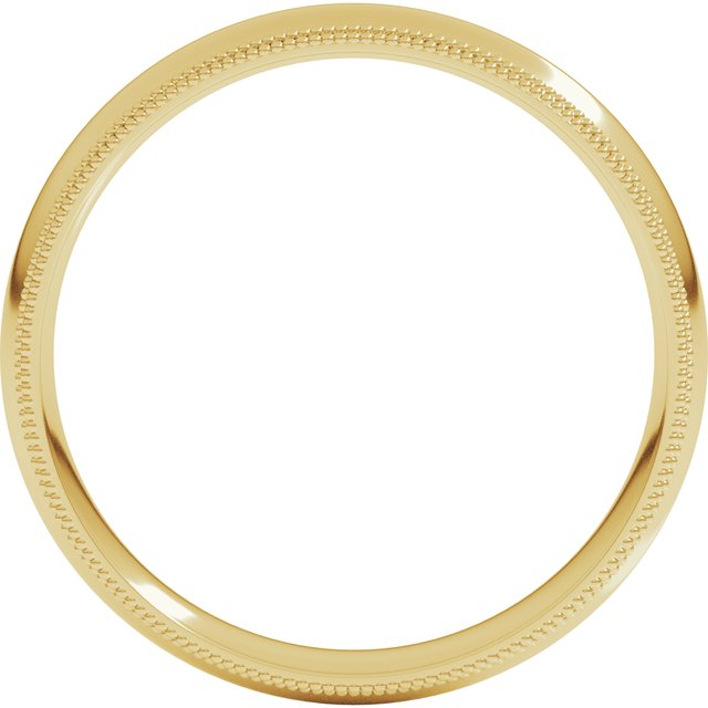 14K Yellow Or White Or Rose Gold Or Platinum Standard Double Milgrain Comfort-Fit Half Round Band