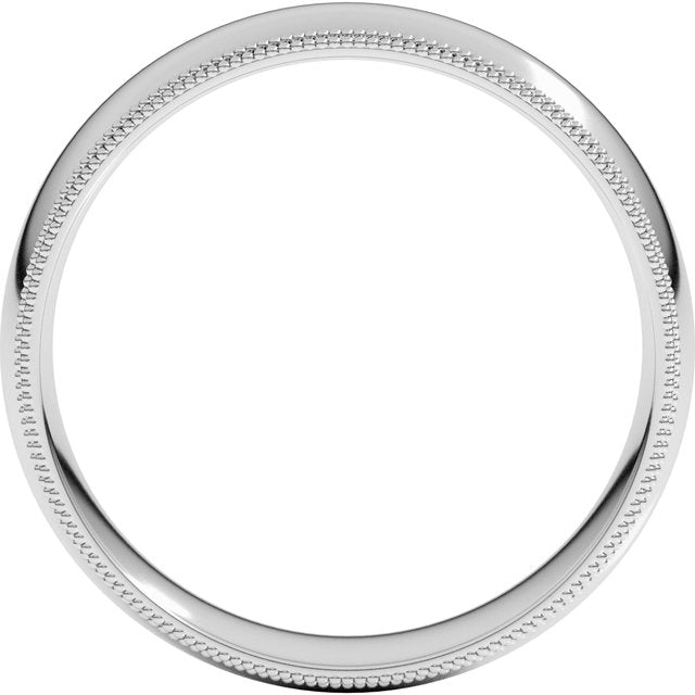 14K Yellow Or White Or Rose Gold Or Platinum Standard Double Milgrain Comfort-Fit Half Round Band
