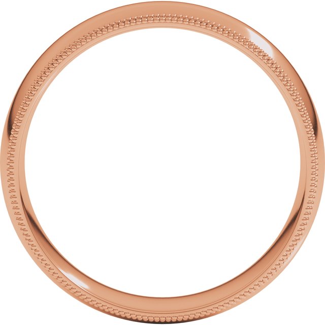 14K Yellow Or White Or Rose Gold Or Platinum Standard Double Milgrain Comfort-Fit Half Round Band