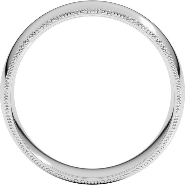 14K Yellow Or White Or Rose Gold Or Platinum Standard Double Milgrain Comfort-Fit Half Round Band