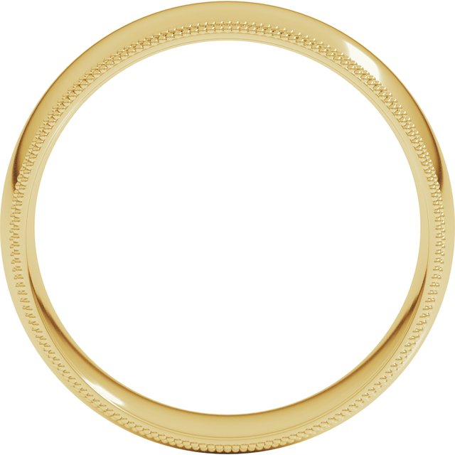 14K Yellow Or White Or Rose Gold Or Platinum Standard Double Milgrain Comfort-Fit Half Round Band