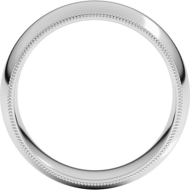 14K Yellow Or White Or Rose Gold Or Platinum Standard Double Milgrain Comfort-Fit Half Round Band