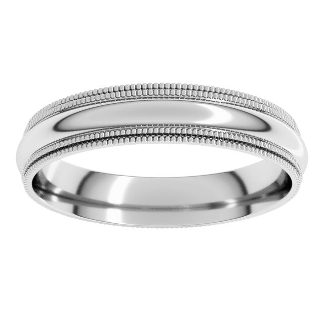 14K Yellow Or White Or Rose Gold Or Platinum Standard Double Milgrain Comfort-Fit Half Round Band
