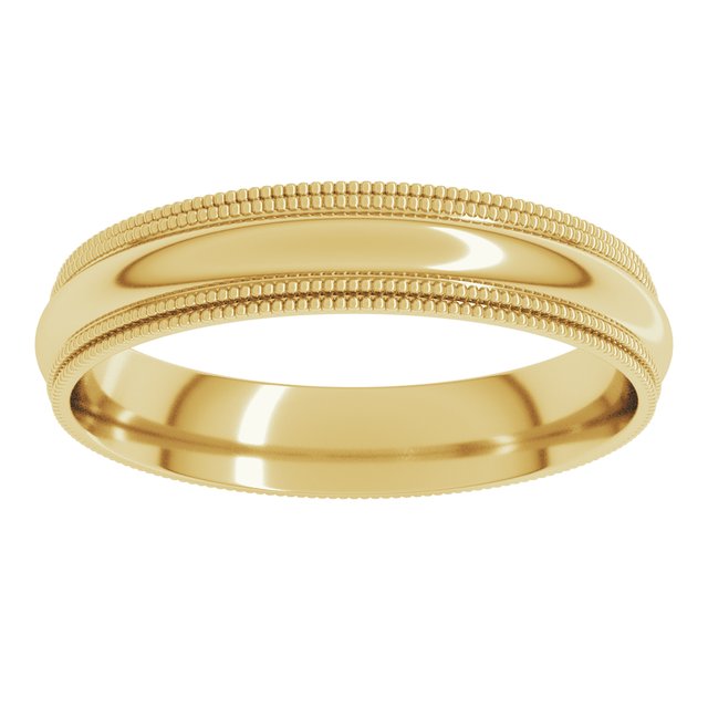 14K Yellow Or White Or Rose Gold Or Platinum Standard Double Milgrain Comfort-Fit Half Round Band