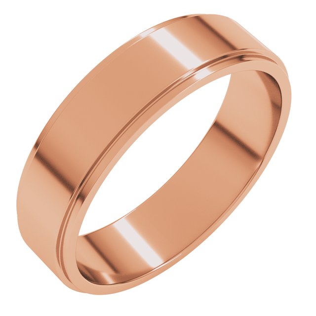 14K Yellow Gold 7 mm Standard Stepped-Edge Flat Band Size 10.5