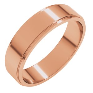 18K Yellow Or White Or Rose Gold Stepped-Edge Flat Band