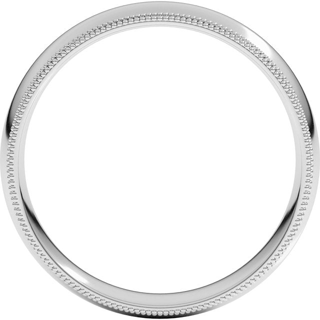 14K Yellow Or White Or Rose Gold Or Platinum Standard Double Milgrain Comfort-Fit Half Round Band