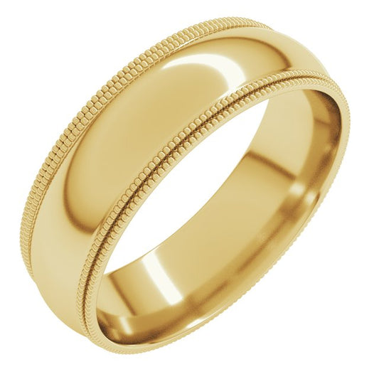 18K Yellow Gold Standard Double Milgrain Comfort-Fit Half Round Band