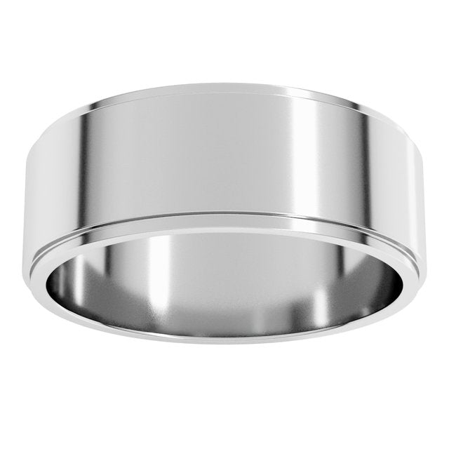 14K Yellow Gold 7 mm Standard Stepped-Edge Flat Band Size 10.5