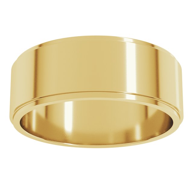 22K Yellow Gold 7 mm Standard Stepped-Edge Flat Band Size 8