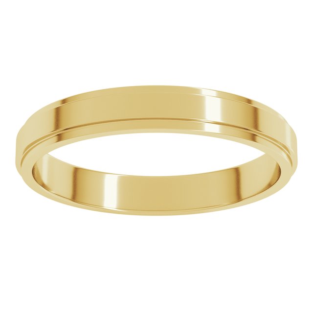 14K Yellow Gold 7 mm Standard Stepped-Edge Flat Band Size 10.5