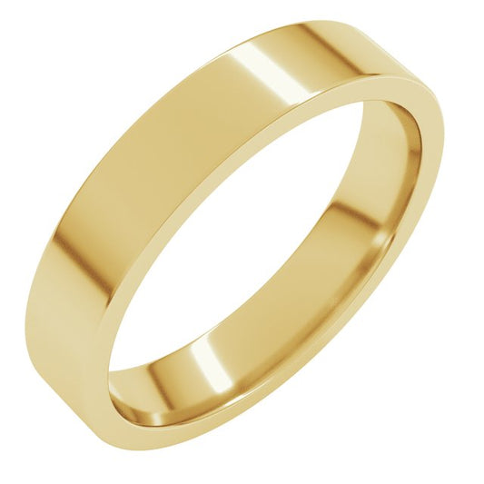 18K Yellow Or White Or Rose Gold Lightweight Flat Comfort Fit Light Band