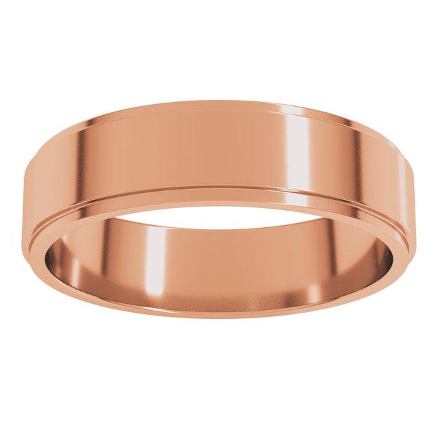 14K Yellow Gold 7 mm Standard Stepped-Edge Flat Band Size 10.5