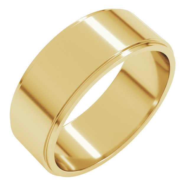 22K Yellow Gold 7 mm Standard Stepped-Edge Flat Band Size 8